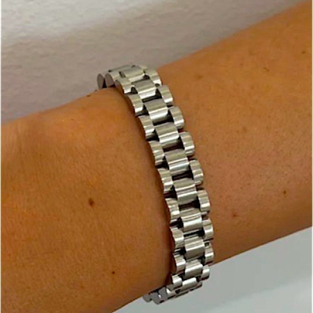 Silver Link Watch Band Bracelet Chain Link Unisex